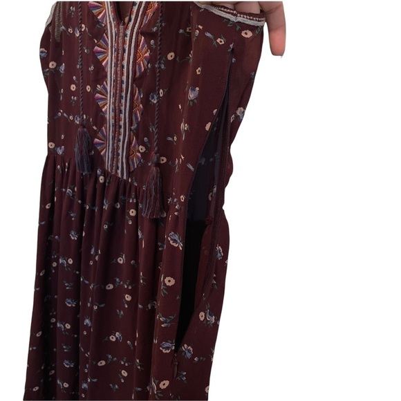 Ulla Johnson Silk Leena Floral Embroidered Burgundy Midi Dress 4 - Picture 4 of 15